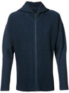 Homme Plissé Issey Miyake - Pleated Zip Hoodie - Men - Polyester - 2, Blue, Polyester