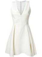 Victoria Beckham V-neck Skater Dress, Women's, Size: 10, White, Silk/cotton/acetate/wool