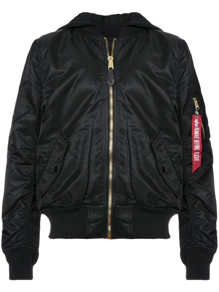 Alpha Industries Zipped Bomber Jacket - Black