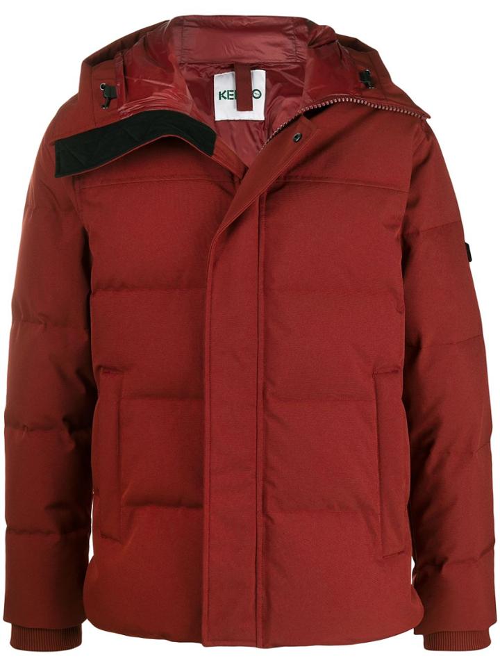Kenzo Hooded Logo Patch Padded Jacket - Red
