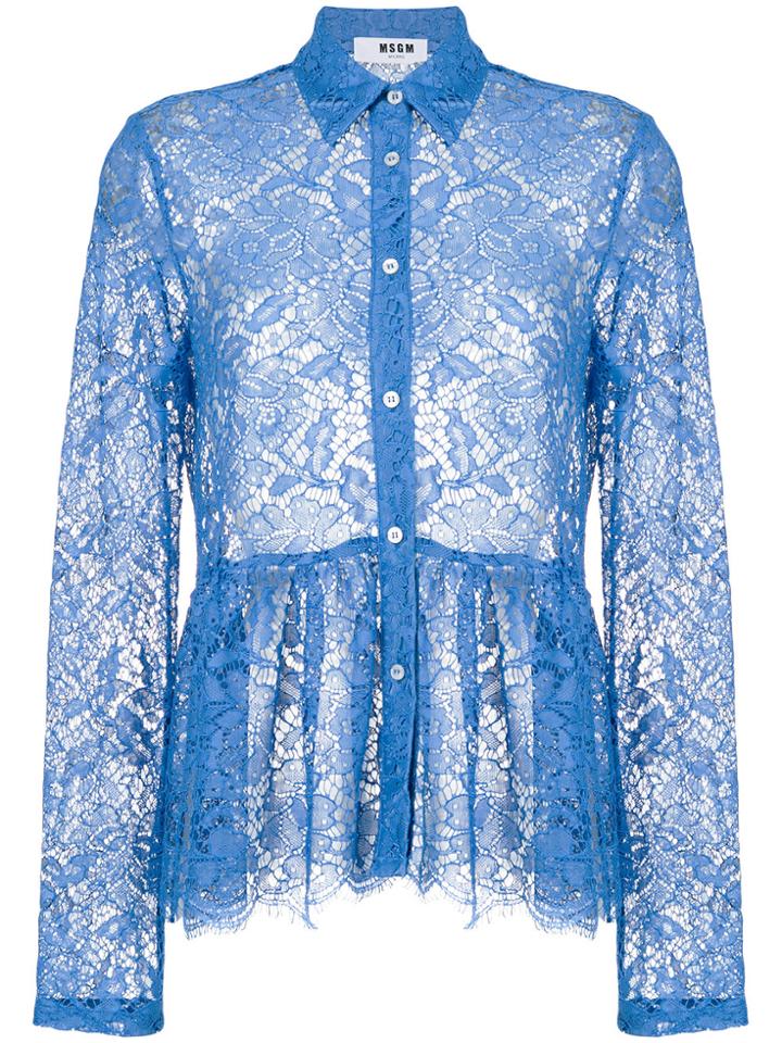 Msgm Lace Blouse - Blue