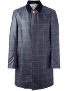 Thom Browne Checked Ball Collar Overcoat - Blue