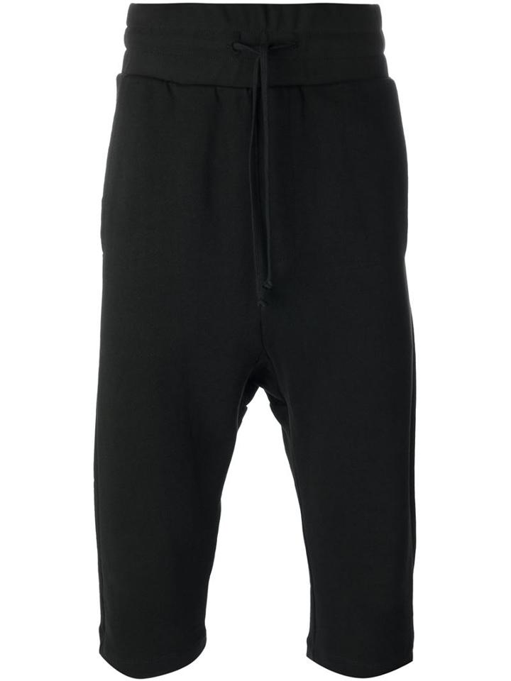 Odeur Drop-crotch Crop Track Pants, Adult Unisex, Size: L, Black, Cotton
