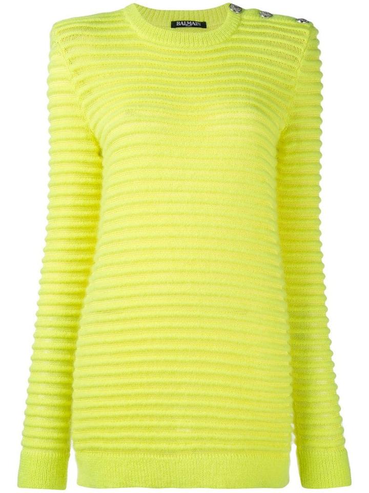 Balmain Long Crew-neck Jumper - Yellow
