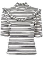 Fleamadonna Ruffled Striped Top, Women's, Size: Small, Blue, Cotton