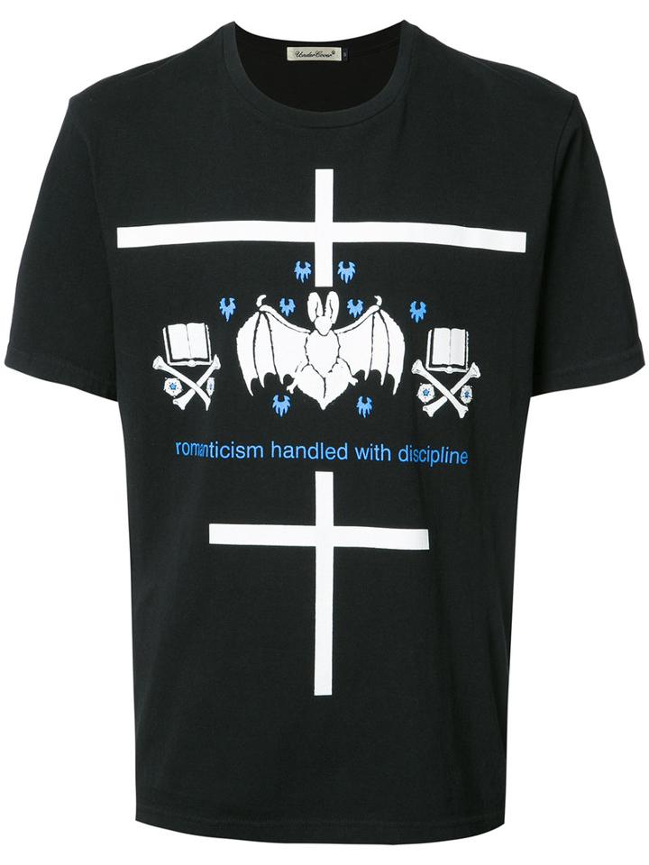 Undercover Bat Print T-shirt, Men's, Size: 3, Black, Cotton