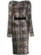 Talbot Runhof Lorena Sequined Midi Dress - Metallic