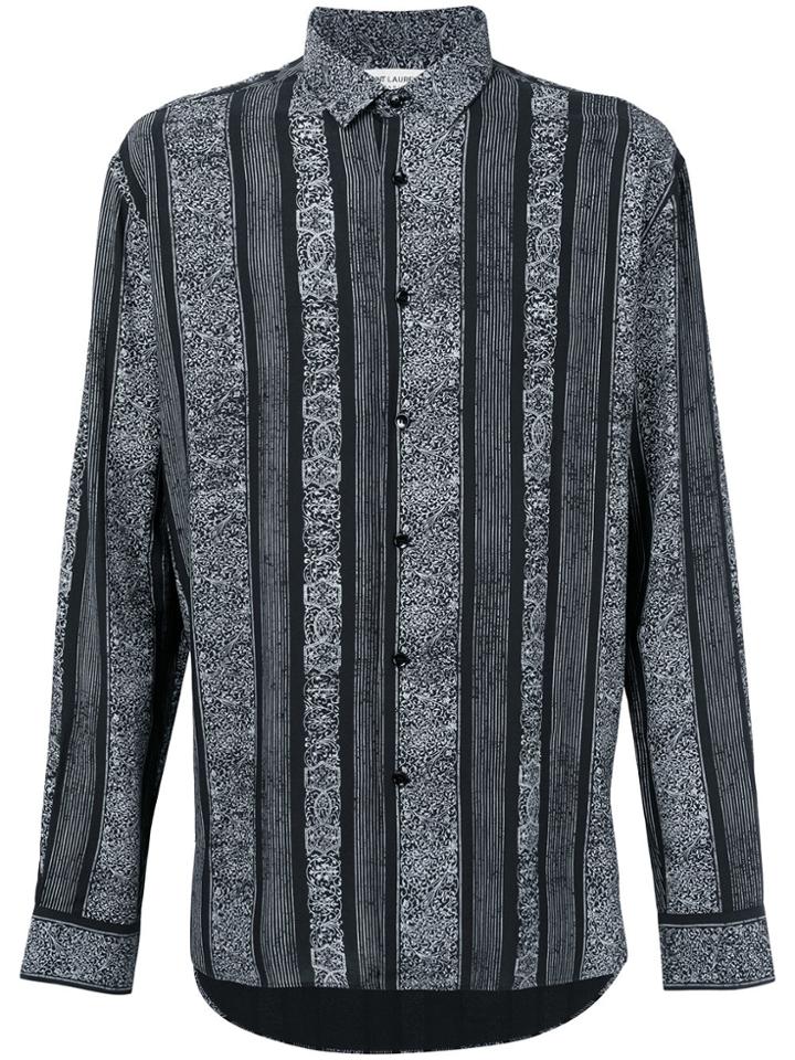 Saint Laurent Striped Design Shirt - Black
