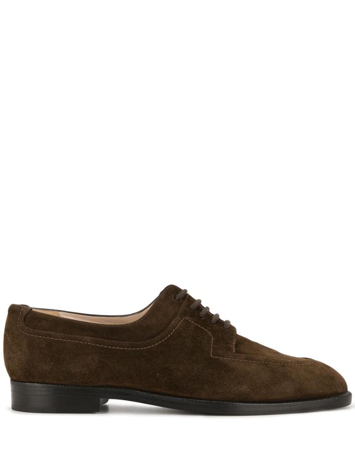 Chanel Pre-owned Embroidered Cc Brogues - Green