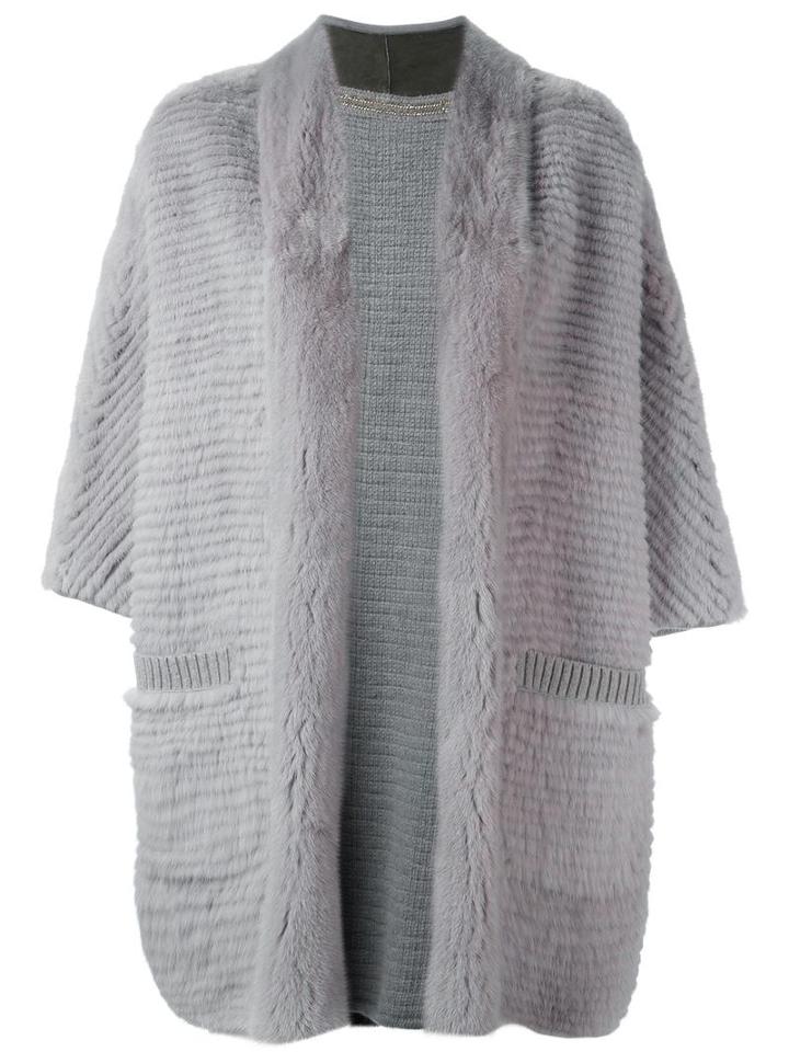 Liska Reversible Fur Coat, Women's, Size: Small, Grey, Mink Fur/wool