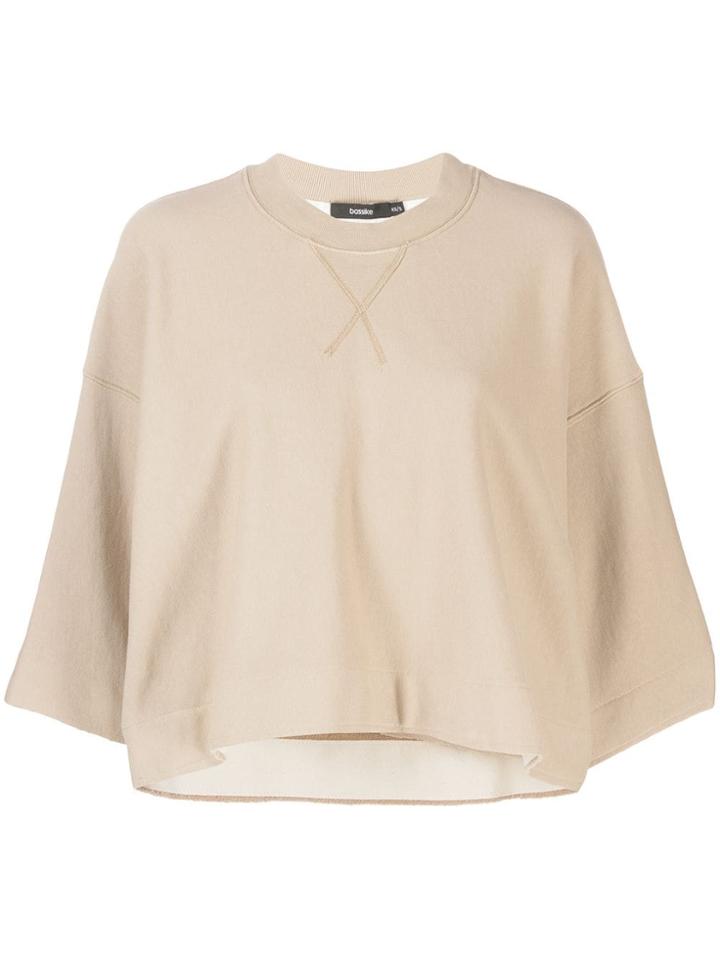 Bassike Oversized Cropped Sweatshirt - Neutrals