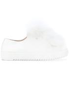 Mr & Mrs Italy Fur Trim Embellished Sneakers - White