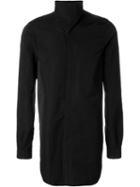 Rick Owens Funnel Neck Shirt, Men's, Size: 52, Black, Silk/polyester