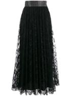 Christopher Kane Crystal Lace Pleated Skirt - Black