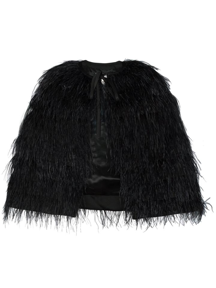 Osman Ostrich Feather Cape - Black