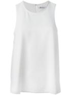 T By Alexander Wang Leather Trim Flared Top, Women's, Size: 6, White, Polyester/lamb Skin