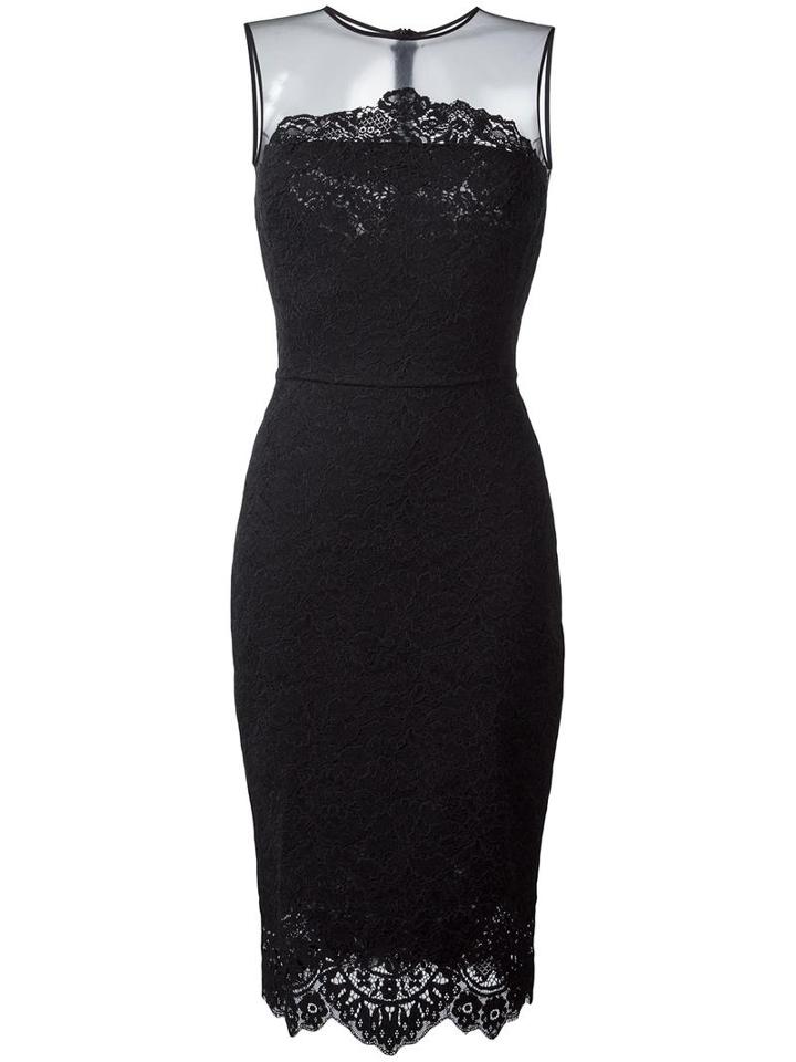 Ermanno Scervino Lace Appliqué Mid Dress, Women's, Size: 46, Black, Polyamide/cotton/modal