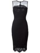 Ermanno Scervino Lace Appliqué Mid Dress, Women's, Size: 46, Black, Polyamide/cotton/modal