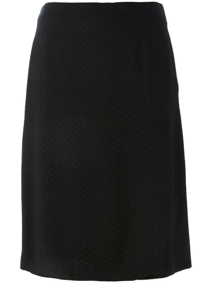 Jean Louis Scherrer Vintage Chevron Pattern Skirt - Black