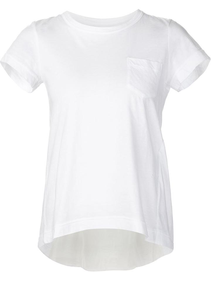 Sacai Pleated Insert T-shirt, Women's, Size: 3, White, Cotton