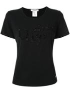 Christian Dior Vintage Bead-embroidered Logo T-shirt - Black