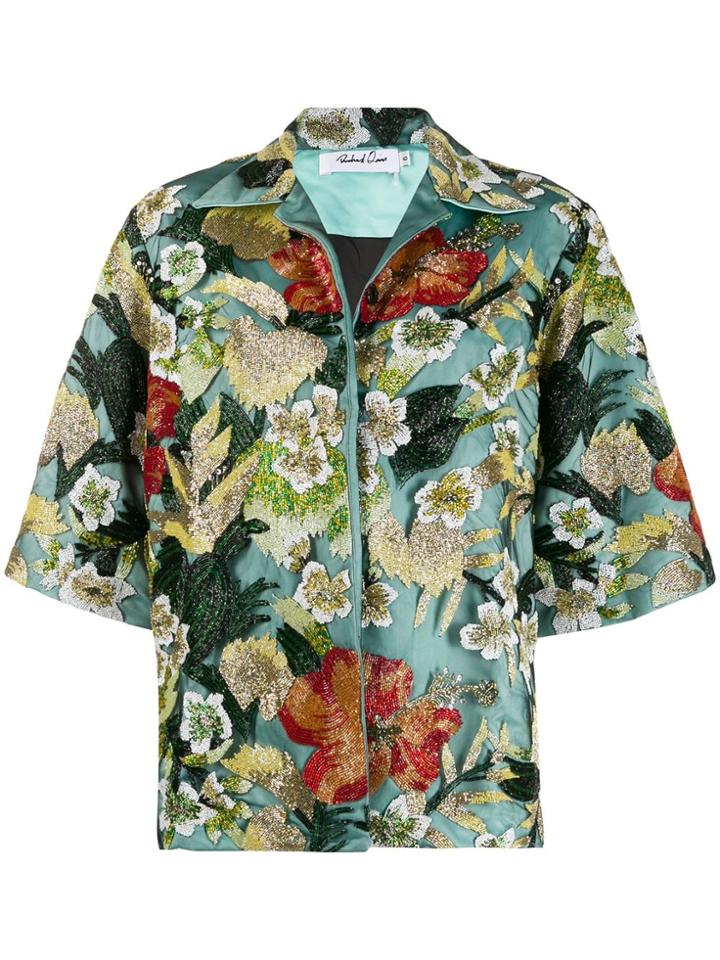 Richard Quinn Bead-embellished Jacket - Green