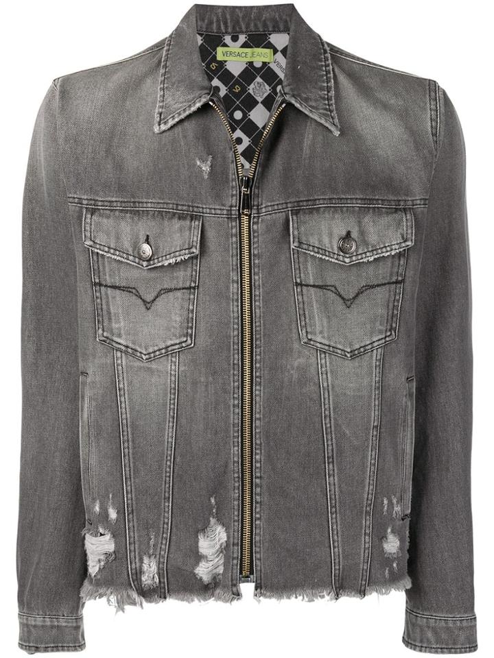 Versace Jeans Zipped Denim Jacket - Grey