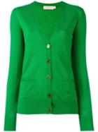Tory Burch Button Up Cardigan, Women's, Size: Large, Green, Merino