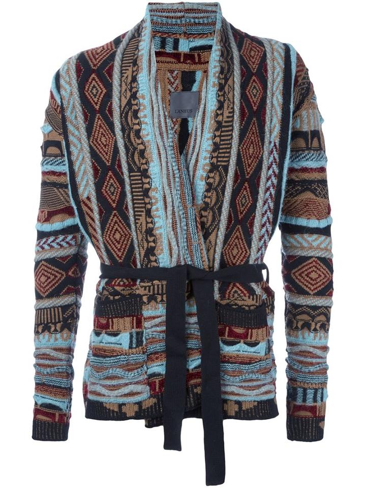 Laneus Patterned Wrap Cardigan