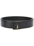Saint Laurent - Logo Buckled Belt - Women - Calf Leather/metal (other) - 80, Black, Calf Leather/metal (other)