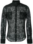 No21 Lace Shirt, Men's, Size: 46, Black, Cotton/nylon