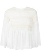 See By Chloé Smocked Sheer Blouse, Women's, Size: 40, White, Polyester