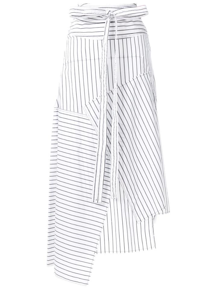 Jw Anderson Pinstripe Asymmetric Skirt - White