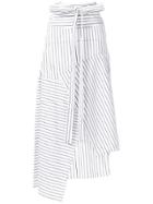 Jw Anderson Pinstripe Asymmetric Skirt - White