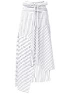 Jw Anderson Pinstripe Asymmetric Skirt - White