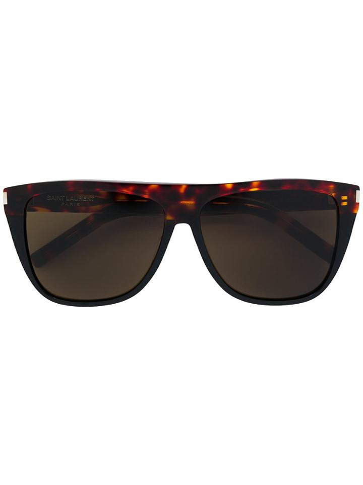Saint Laurent Eyewear Square Frame Flat Top Frame Sunglasses - Brown