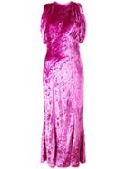 Attico Sleeveless Velvet Maxi Dress - Pink & Purple