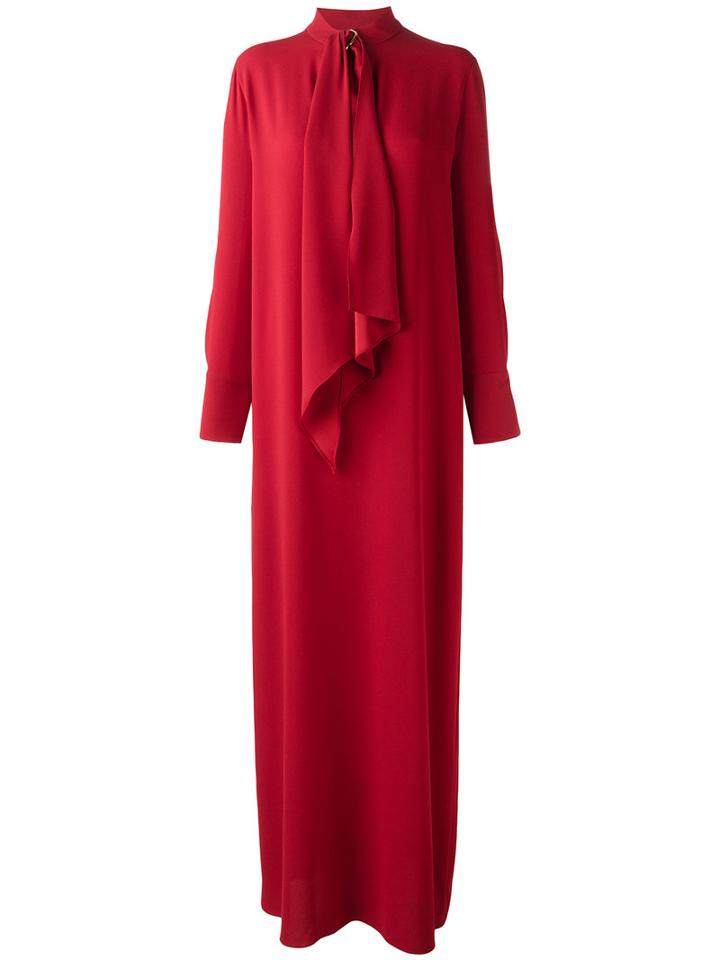 Sonia Rykiel Pussy Bow Maxi Dress, Women's, Size: 46, Red, Polyester/triacetate