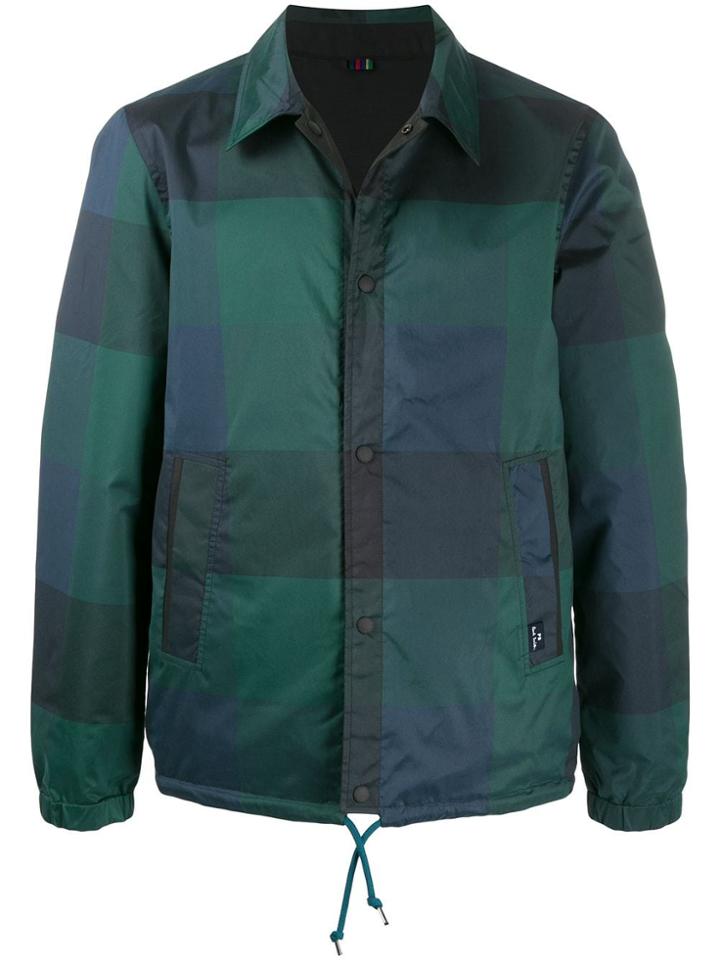 Ps Paul Smith Buffalo Check Reversible Jacket - Blue