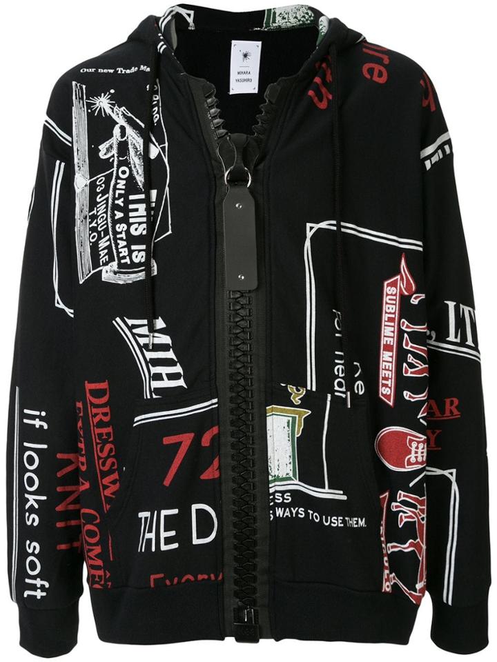 Maison Mihara Yasuhiro Caligraphy Print Hoodie - Black