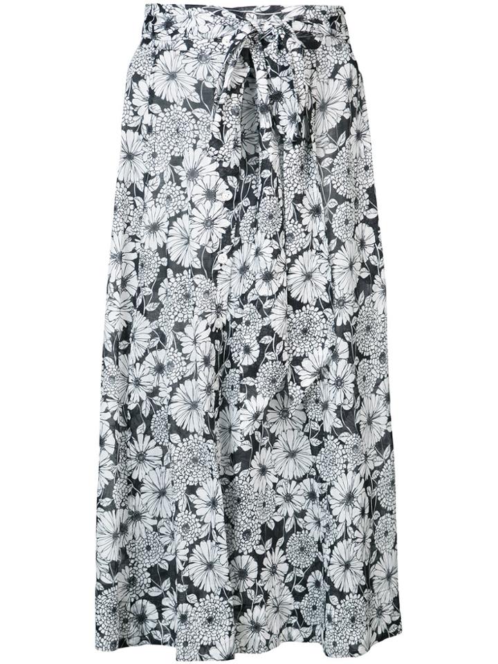 Lisa Marie Fernandez Floral Print Full Skirt - Black