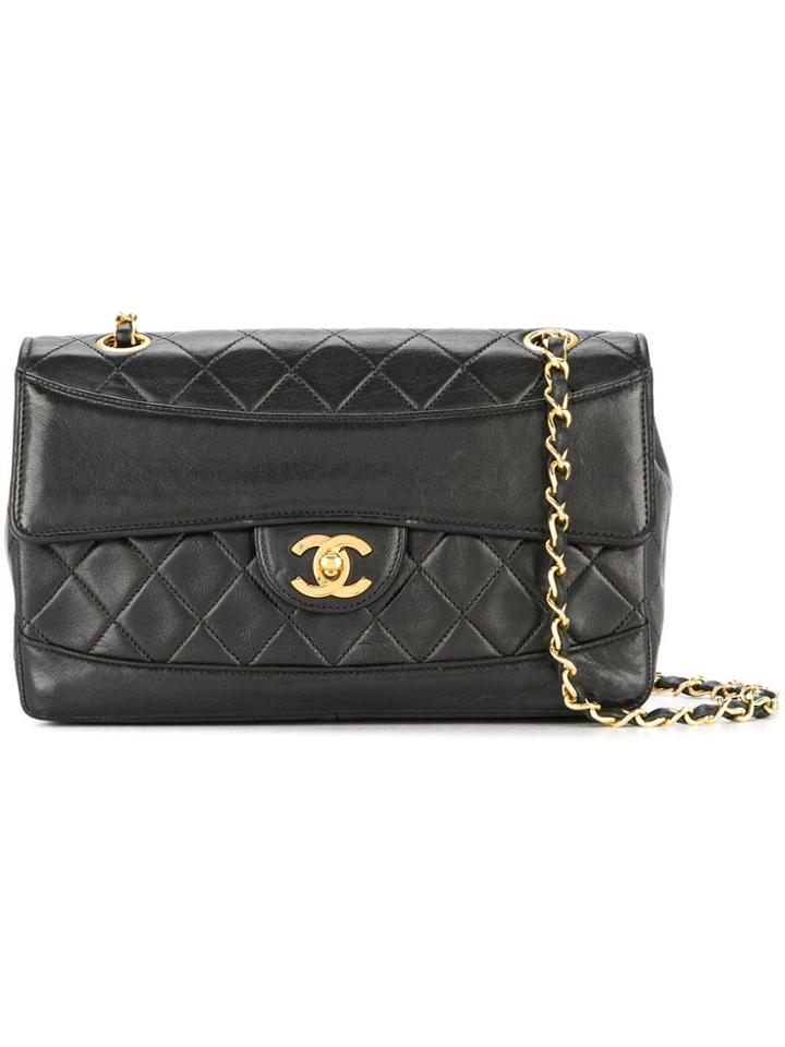 Chanel Vintage Design Flap Turn-lock Chain Bag - Black