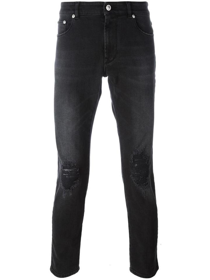 Versus Embroidered Pocket Jeans, Men's, Size: 31, Black, Cotton/spandex/elastane/viscose