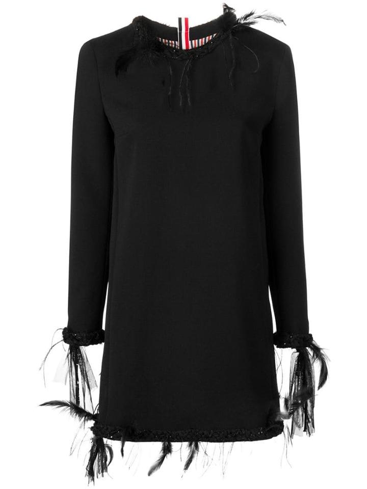 Thom Browne Raw Edge Appliqué Mini Cardigan Dress - Black