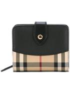 Burberry House Check Compact Purse, Women's, Black, Leather/polyamide/polyester