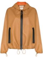 Bottega Veneta Hooded Leather Jacket - Brown