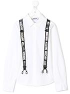 Moschino Kids Teen Suspenders Print Shirt - White