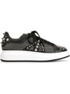 Alexander Mcqueen Studded Extended Sole Sneakers, Men's, Size: 44, Black, Calf Leather/metal Other/rubber