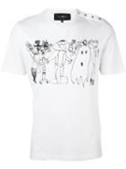 Hydrogen Drawing Print T-shirt, Men's, Size: Xxl, White, Cotton
