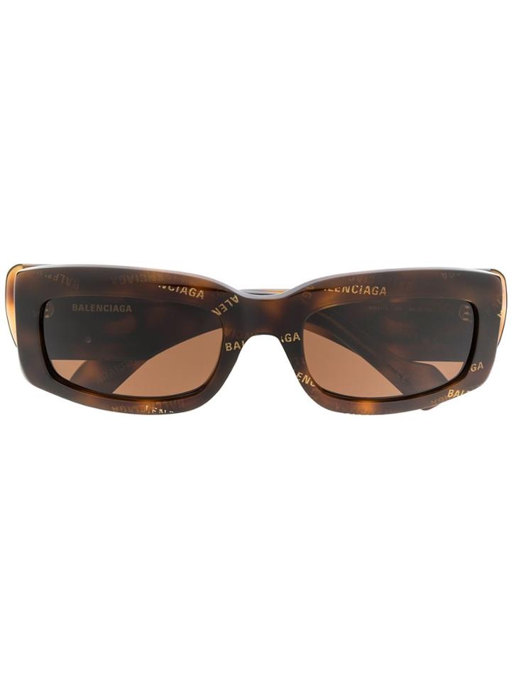 Balenciaga Eyewear Logo Rectangular Sunglasses - Brown
